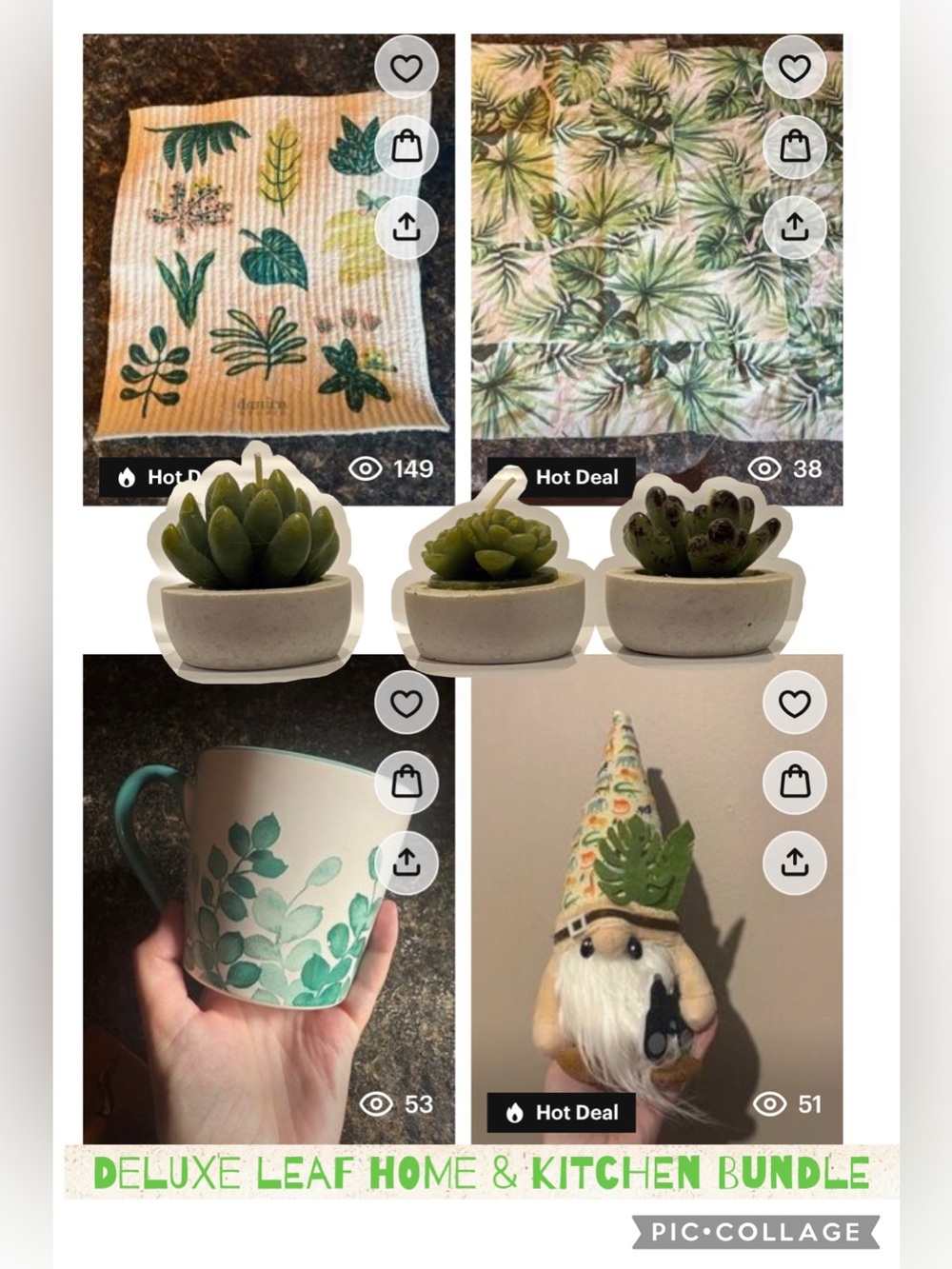 Deluxe Leaf Home & Kitchen Bundle - Green Leaf Prints
